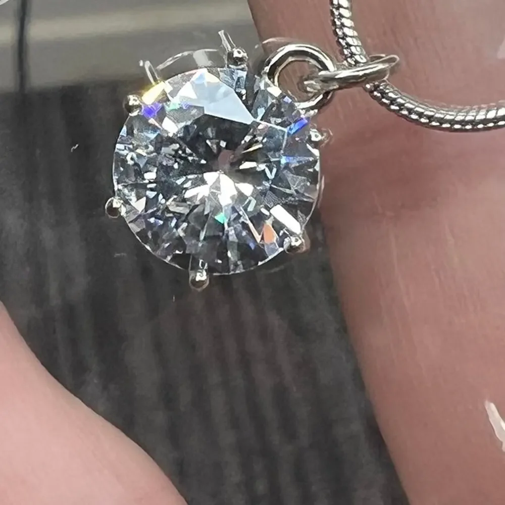 Minicci Round Rhinestone Crystal Pendant Necklace Silver Tone Nickel Free NWT